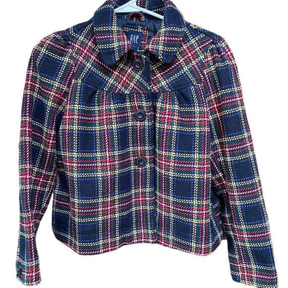 Gap Kids Plaid Wool Pea Coat Like New Condition XL Size 12 - Picture 1 of 8